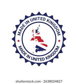 made in united kingdom stamp circle logo vector design with flag element	