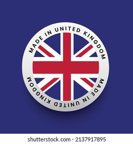 Made in United Kingdom. Vector icon. Can be used as sticker, badge, pin, emblem, label and print card. 