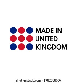 made in united kingdom, vector logo with british flag painted circles svg