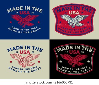 Made In The United States 1776 Eagle Logo Design Vector Illustration