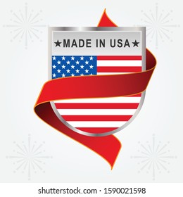 Made In United States Of America Label with Flag Illustration template. Vector eps