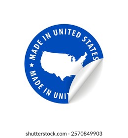 Made in United States - Country Map Sticker. Best Quality. Original Product. Vector illustration.