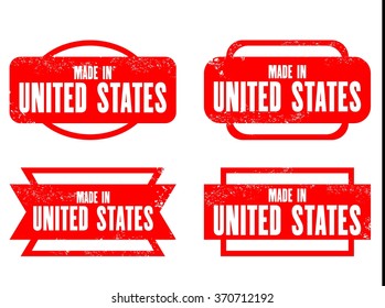 Made in United States - grunge vector stamp isolated.