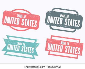 Made in United States - grunge vector stamp isolated.
