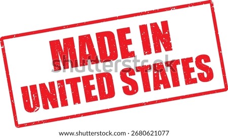 Made in United States Red Rubber Vintage Stamp in Distressed Grunge Vector, Transparent Background