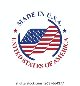 made in united states stamp circle logo vector design with united states flag element	