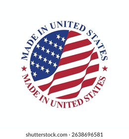 made in united states stamp circle logo vector design with united states flag element	