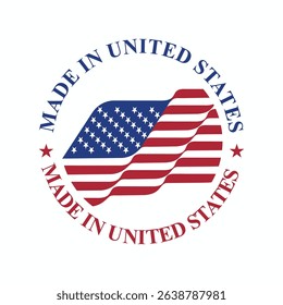 made in united states stamp circle logo vector design with united states flag element	