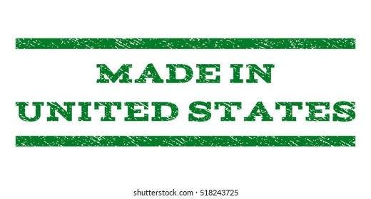 Made In United States watermark stamp. Text caption between horizontal parallel lines with grunge design style. Rubber seal stamp with dirty texture.