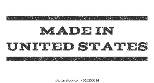 Made In United States watermark stamp. Text caption between horizontal parallel lines with grunge design style. Rubber seal stamp with unclean texture.