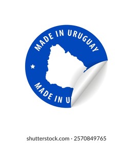 Made in Uruguay - Country Map Sticker. Best Quality. Original Product. Vector illustration.