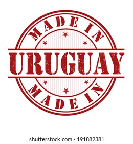 Made in Uruguay grunge rubber stamp on white, vector illustration