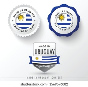 Made in Uruguay icon set isolated on white background ,for infographics and banner templates : Vector Illustration