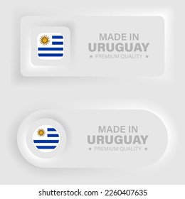 Made in Uruguay neumorphic graphic and label. Element of impact for the use you want to make of it.