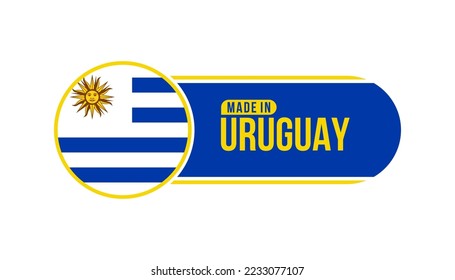 Made in Uruguay. Product packaging label with Uruguay flag. Vector illustration