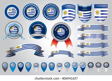 Made in Uruguay Seal, Flag (Vector Art)