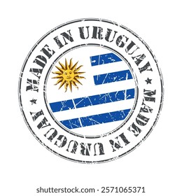 Made in Uruguay stamp scratched flag badge logo vector illustration