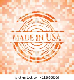 Made in USA abstract orange mosaic emblem