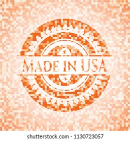 Made in USA abstract orange mosaic emblem with background