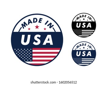 Made In USA With And America Flag For Label, Stickers, Badge
