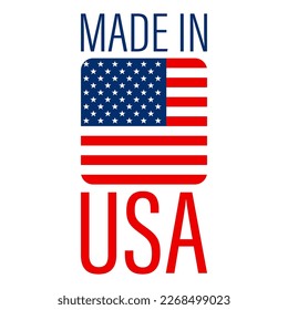 Made in USA. American flag for badge, label. Vector illustration