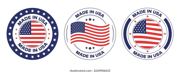 Made in USA, American flag badge designs, vector