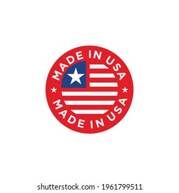 Hecho en estados unidos, icono del círculo de la bandera estadounidense 