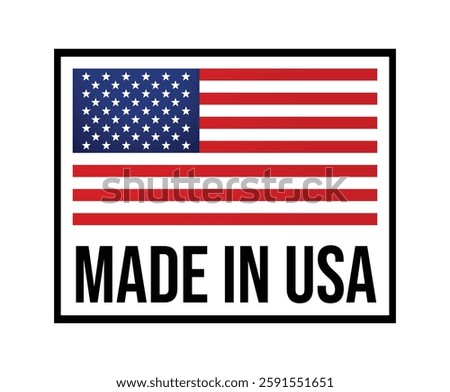 Made in USA American flag icon. Made in USA icon with American flag. Vector quality logo or US made flag badge for premium package design