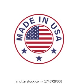 Made in USA with American flag round vector icon