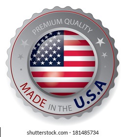 made in the USA, American Flag, seal (vector art)