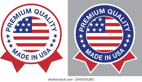 Made in USA, American Flag, Seal Badges, Business Label, Premium Quality Icon, USA Product, America, Patriotic, Stamp, Sticker, Vector, Silhouette, Logo