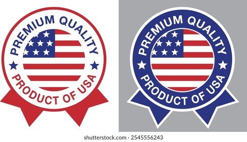 Made in USA, American Flag, Seal Badges, Business Label, Premium Quality Icon, USA Product, America, Patriotic, Stamp, Sticker, Vector, Silhouette, Logo