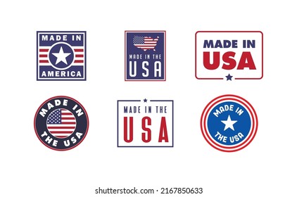 Made in USA. American manufactured emblem. Pride United States national badge.