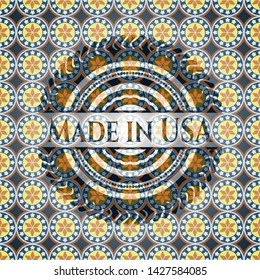 Made in USA arabesque style emblem. arabic decoration.