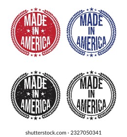 made in usa badge. composition for american flag for badge, label, pin. 