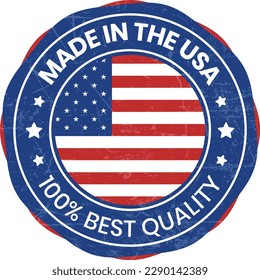 made in usa badge, made in the usa emblem, american flag, made in usa seal, icons, label, stamp, sticker, star vector illustration design for business and sale with grunge texture
