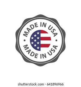 Insignia "Hecho en Estados Unidos" con bandera de Estados Unidos