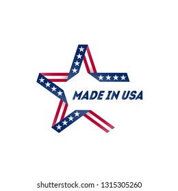 Made in the USA. Badge with USA flag colors and symbols. Vector.