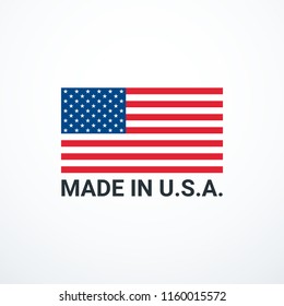 Made in USA badge with USA flag elements. Vector illustration
