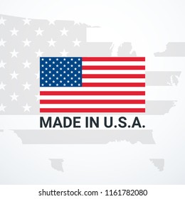 Made in USA badge with USA flag elements. Vector illustration