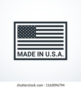 Made in USA badge with USA flag elements. Vector illustration