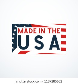 Made in USA badge with USA flag elements. Vector illustration