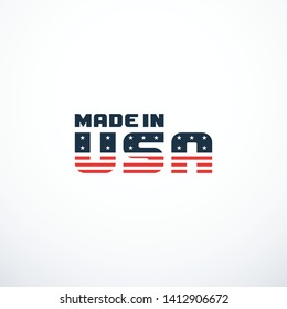 Made in USA badge with USA flag elements. Vector illustration