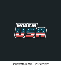 Made in USA badge with USA flag elements. Vector illustration