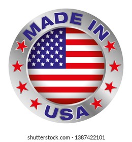 Made in the USA badge isolated on white background.