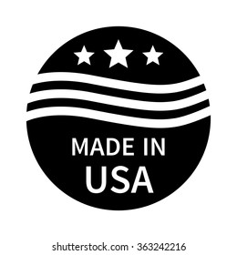 Made in the USA badge, label, seal, sign flat vector icon for goods and products