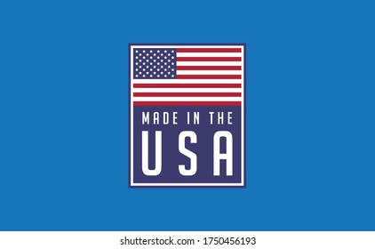 Made in USA badge. United States of America flag colors. American patriotism sign.