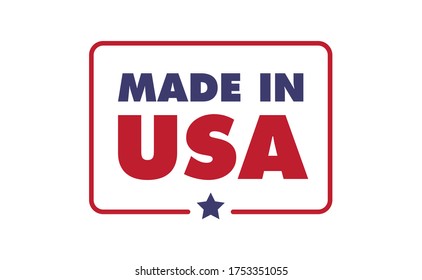 Made in USA badge. United States of America flag colors. American patriotism sign.