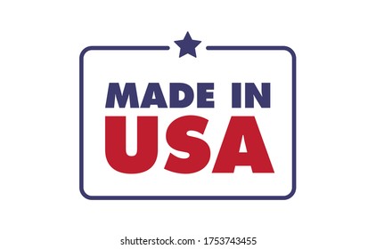 Made in USA badge. United States of America flag colors. American patriotism sign.