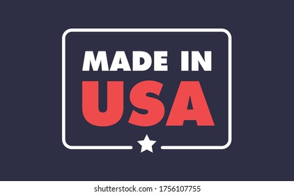 Made in USA badge. United States of America flag colors. American patriotism sign.